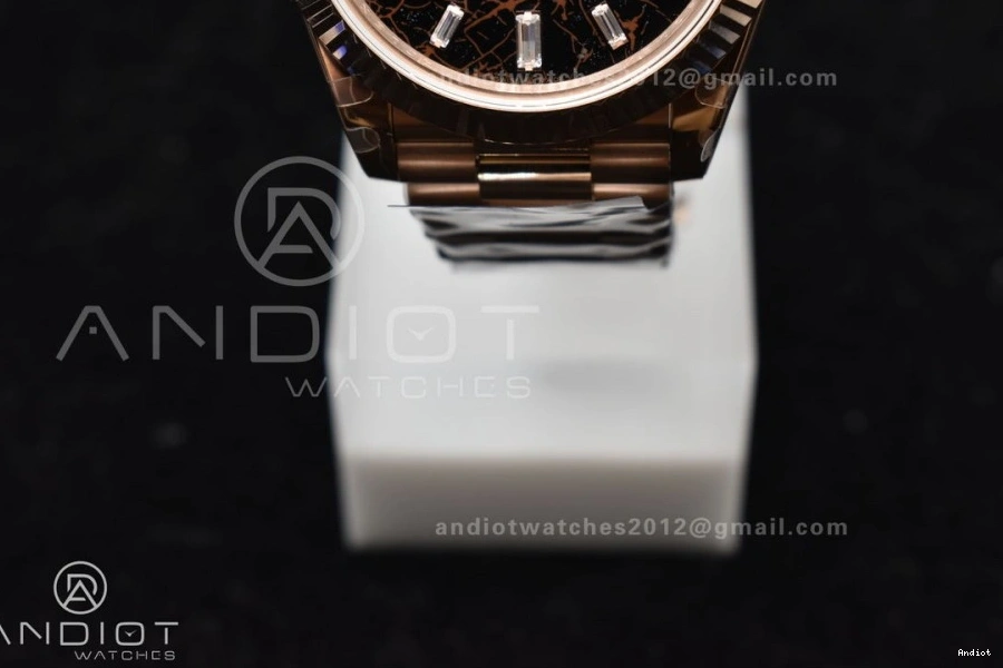 President RG On Crystal Markers GMF Dial Bracelet 40 DayDate 904L A3255 Steel Meteorite 0203